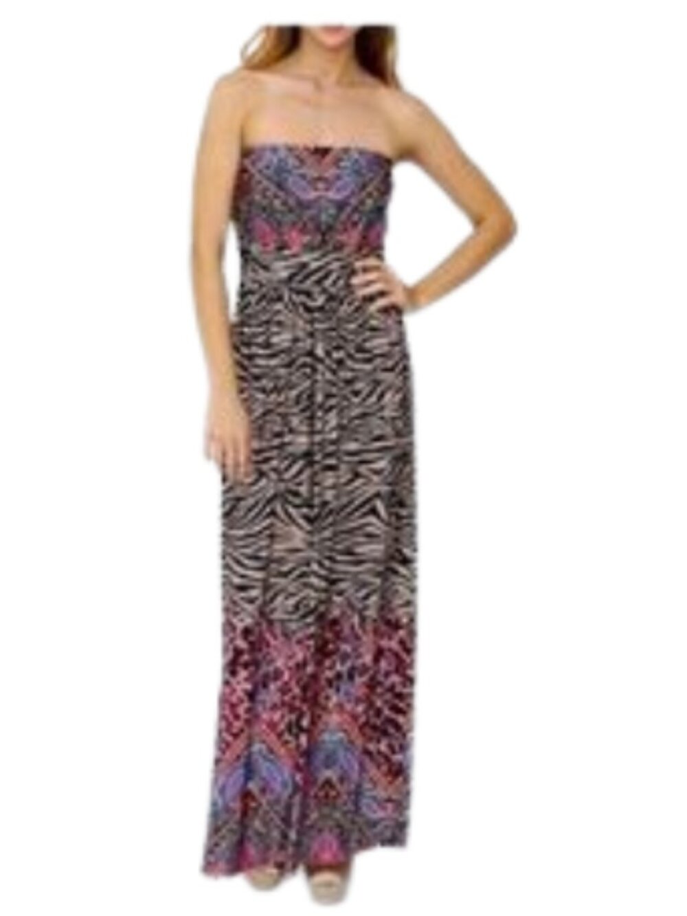NWT MT Collection Animal Print Strapless Maxi Dress Large